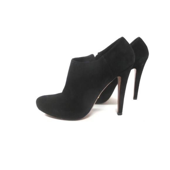 PRADA Platform black short suede Booties heels 9 39 - Picture 1 of 8